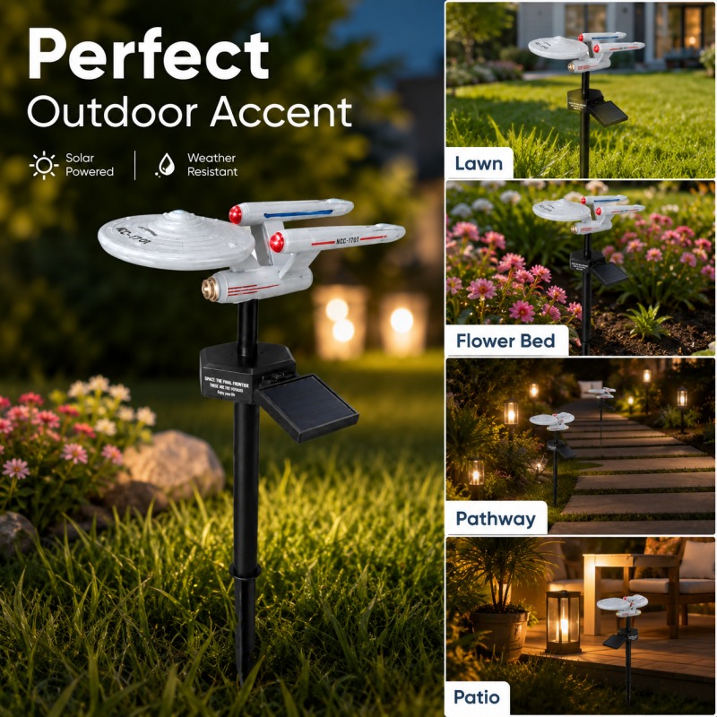 Outdoor Power Stake - Star Trek USS Enterprise Solar Garden